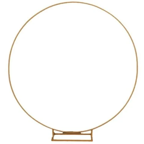 Kit arco nuziale in metallo con supporto per palloncini rotondi da 2 m con decorazioni floreali a base larga e supporto per ghirlande di palloncini per decorazioni nuziali fai da te, colore oro