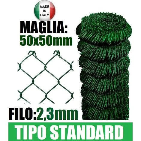 25mt-ROTOLO RETE METALLICA ZINCATA PLASTIFICATA "MAGLIA SCIOLTA"- TIPO STANDARD - H 125 cm