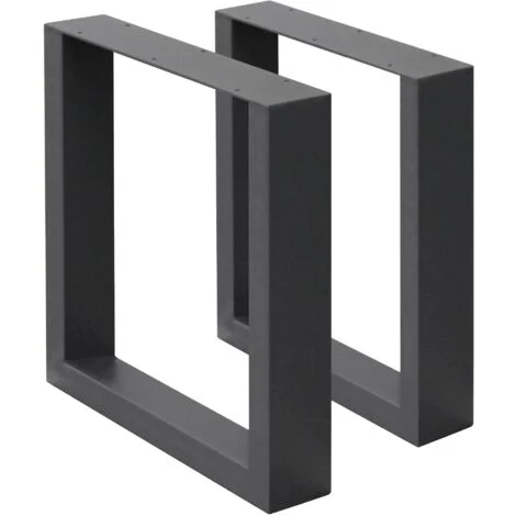 ECD Germany Set 2 Gambe per Tavolo in Acciaio Antracite Struttura Telaio per Panca 30 x 43 cm Design Stile Industriale Piedi Tavolino da Salotto Base Cornice Rettangolare Guide in Metallo per Panchine