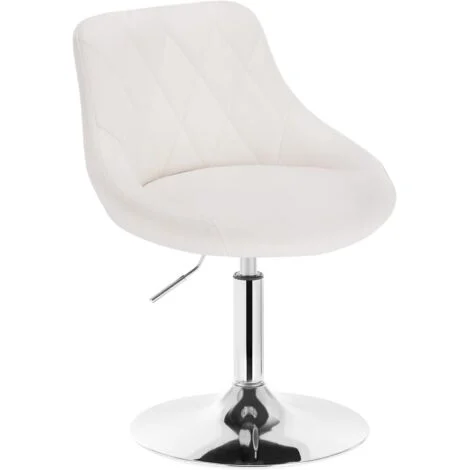 WOLTU Set di 1 Sgabelli-Bar in PU, Sedia Bar, Sgabello Lounge con schienale, rotazione libera a 360 °, la regolazione in altezza, Bianco