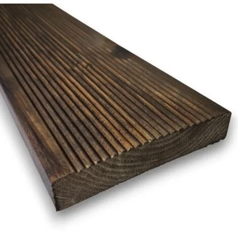 Pavimento Antiscivolo in Pino Massello Nordico, da 300 cm - Noce