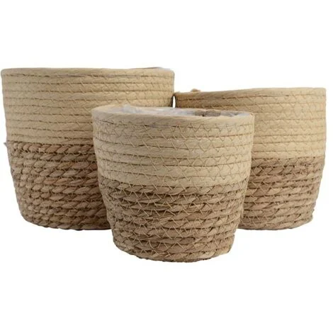 Set di Cestini Decoris Juta (20 x 20 x 17 cm) (3 Unità)