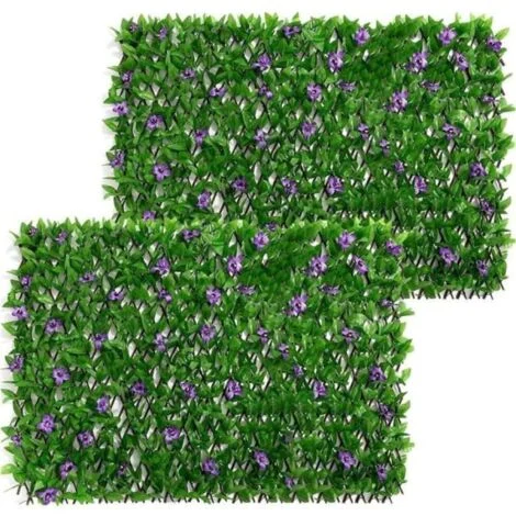 Traliccio da giardino con foglie artificiali, siepe, recinzione espandibile per la privacy, siepe di fogliame artificiale con fiori