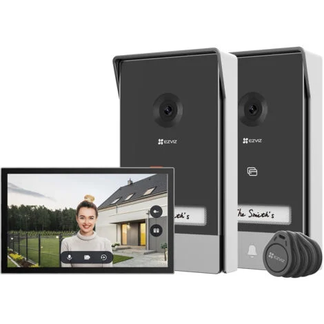 Ezviz HP7 Kit Videocitofono Bifamiliare 2 Monitor Touch 7 Pollici Nero