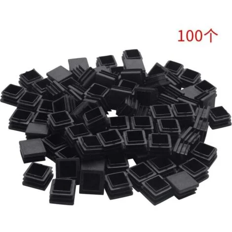100 pezzi di tappi terminali quadrati per tubi in plastica, 20 mm x 20 mm, neri