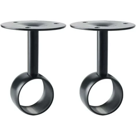 Supporto da soffitto per asta per tende, supporto per asta per guardaroba, staffa di montaggio regolabile con viti per guardaroba e tende, set da 2, finitura in acciaio inossidabile nero opaco