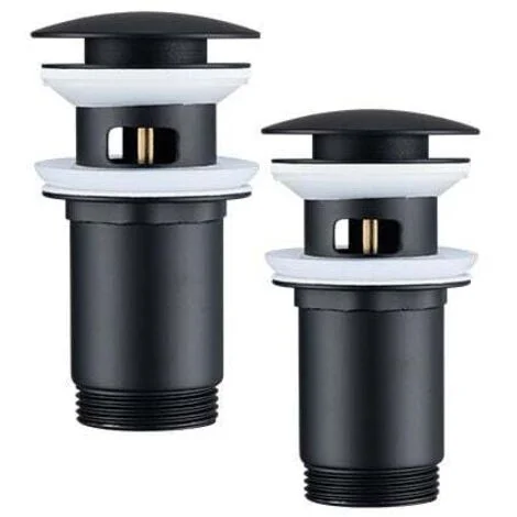 Piletta di scarico pop-up nera da 2 pezzi con troppopieno automatico, kit di scarico universale per lavabo, vasca da bagno, bagno, dotata di cestello filtrante