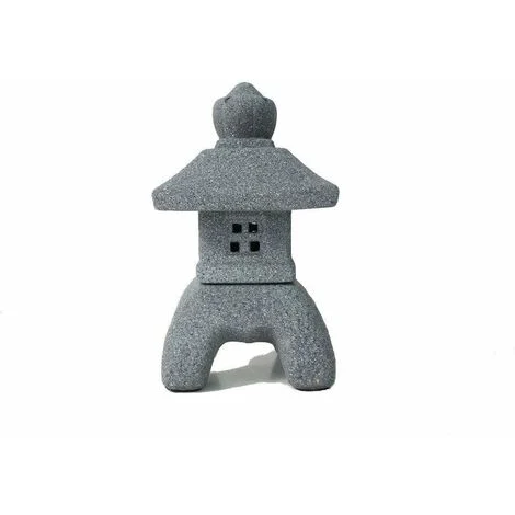 Lanterna Giapponese in ceramica con tetto quadrato - h. 37 cm.
