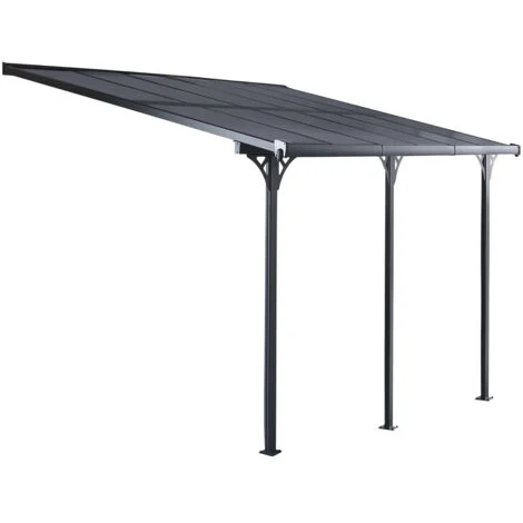 Gazebo Pergola a Parete Gardiun Elliot - 13 m² 435x300x225/270 cm Alluminio e Policarbonato