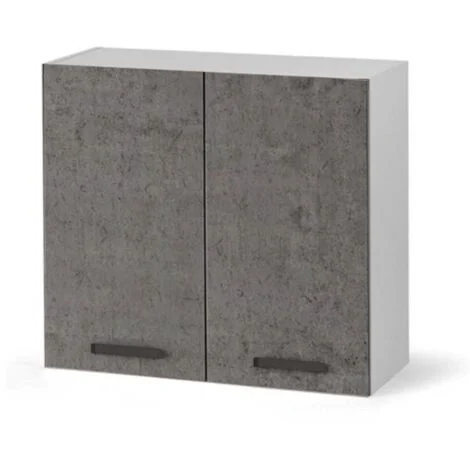 Pensile scolapiatti per cucina grigio cemento con 2 ante Cm 80x32xH 72