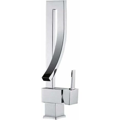 Rubinetto per lavabo da bagno, design moderno ed elegante, miscelatore in ottone cromato, miscelatore per lavabo girevole a 360°, acqua calda e fredda disponibile, valvola in ceramica