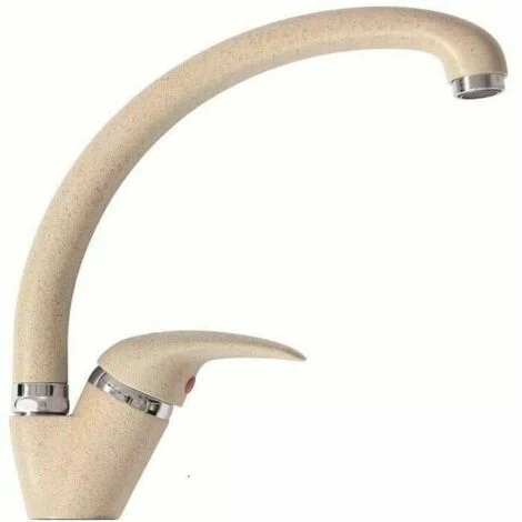 MISCELATORE RUBINETTO CANNA ALTA CURVA LAVELLO MONOCOMANDO CUCINA BEIGE 685