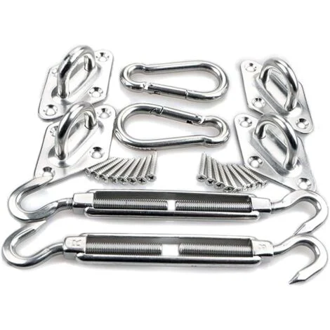 Kit di fissaggio per vele ombreggianti triangolari, quadrate e rettangolari Kit di accessori per il fissaggio di teli ombreggianti in acciaio inossidabile 304, kit di montaggio per vele ombreggianti -