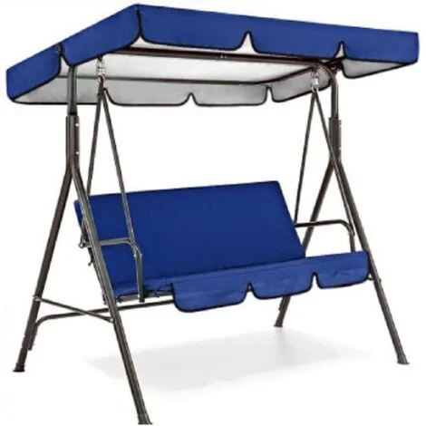 Set di ricambio per altalena da giardino, baldacchino impermeabile in tessuto Oxford 210D con fodera per seduta, per altalena da giardino, cortile, parco, veranda (colore: blu, telo superiore: 164 x 1