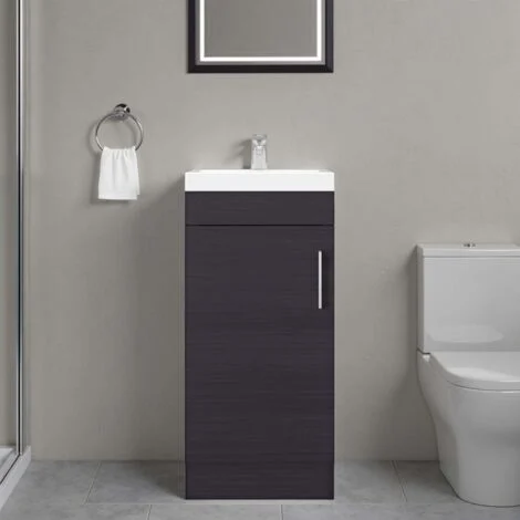 Armadio da bagno con lavabo Madrid, mobiletto con spazio di stoccaggio, dimensioni 83 cm L x 33 cm P x 40 cm H, colore nero