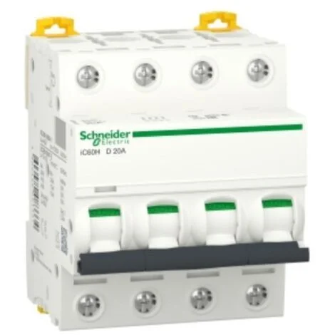 Interruttore magnetotermico Schneider 4P 20A 10KA D 4M iC60H A9F85420