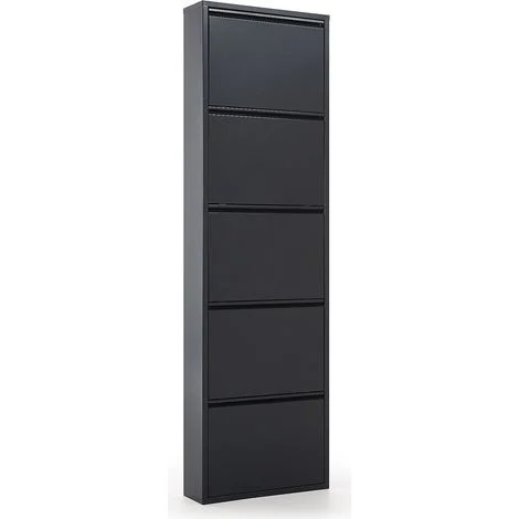 Scarpiera Slim in metallo Nero con ante basculanti porta scarpe salvaspazio da interno -5 Ante