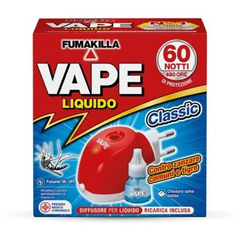 INSETTICIDA ELETTRICO ZANZARE A RICARICA LIQUIDO VAPE