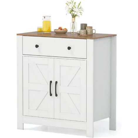 COSTWAY Credenza da Cucina, Armadio con Cassetto, 2 Ante e Ripiano Regolabile, Mobili Multifunzionali per Sala da Pranzo e Cucina, 76 x 40 x 85 cm