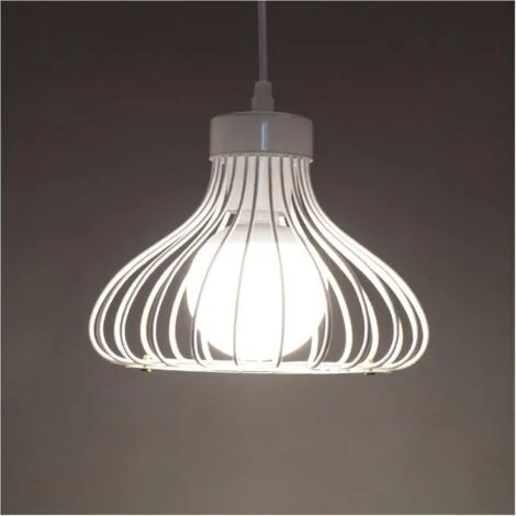 E27 Lampade a Sospensione in Metallo Vintage Industriale Gabbia Plafoniera Retrò Bianca Plafoniere Vintage Lampade da Soffitto Antica