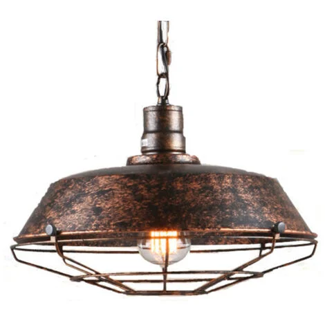 36CM Lampadario Industriale Vintage Lampadari a Sospensione Coperchio in Ferro Ruggine per Bar Caffetteria da Letto