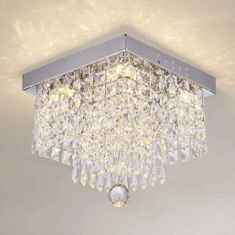 Plafoniera in Cristallo Quadrato LED Lampada a Sospensione per Corridoio Scala Camera da Letto Soggiorno