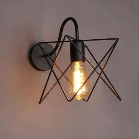 Retrò Lampada da Parete Industriale Gabbia Applique da Parete E27 Metallo Ferro per Cucina Corridoio Camera da Letto