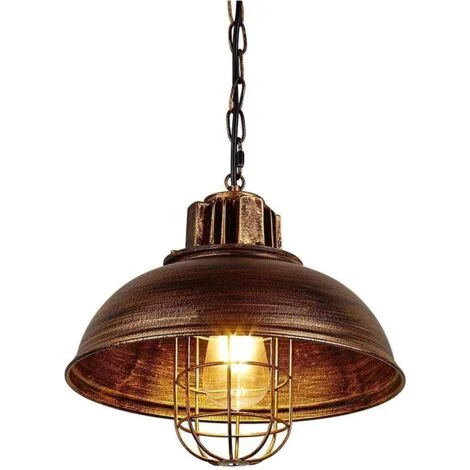 Lampadario a Sospensione in Metallo E27 Lampada da Soffitto Industriale Vintage Lampadario per Cucina Soggiorno Cafe Bar - 33cm (Ruggine)