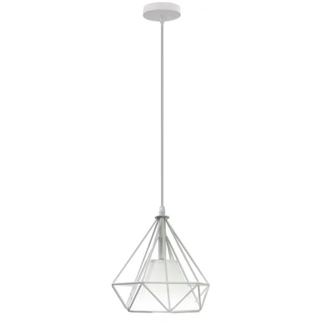 E27 Lampada a Sospensione Vintage Industriale Lampada da Soffitto in Metallo Gabbia Ferro per Corridoio Portico Camera da Letto Caffè - 20cm Bianca