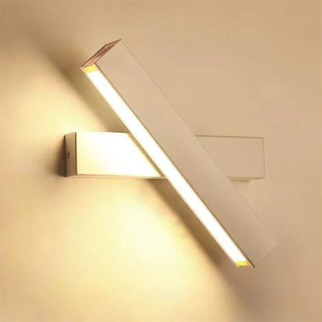 Lampada da Parete LED Moderna 360 Gradi Regolabile Applique da Parete Metallo Ferro 12W Luce Calda per Camera da Letto Hotel Soggiorno (Bianca)