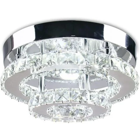 Moderna Lampadario di Cristallo Piccolo da Incasso Plafoniera LED in Cristallo per Camera da Letto Corridoio Soggiorno Sala da Pranzoa - Luce Bianca