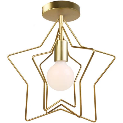 E27 Plafoniera Creativo Stella Lampada da Soffitto Moderno con 3 stelle Regolabili Oro Lampadario per Camera dei Bambini Soggiorno (Stella)