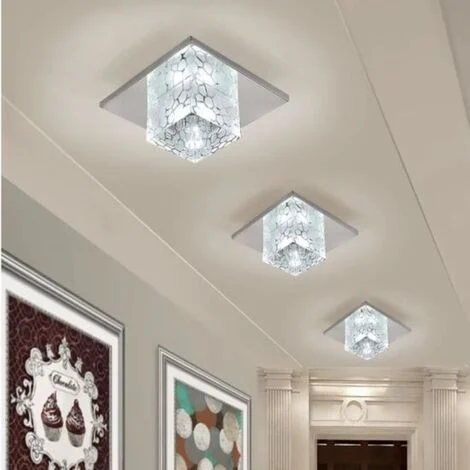 1X Lampada da Soffitto Moderno Plafoniera LED Quadrato Lampadario da Soffitto per Camera da Letto Soggiorno Corridoio 5w 18cm Luce Bianca