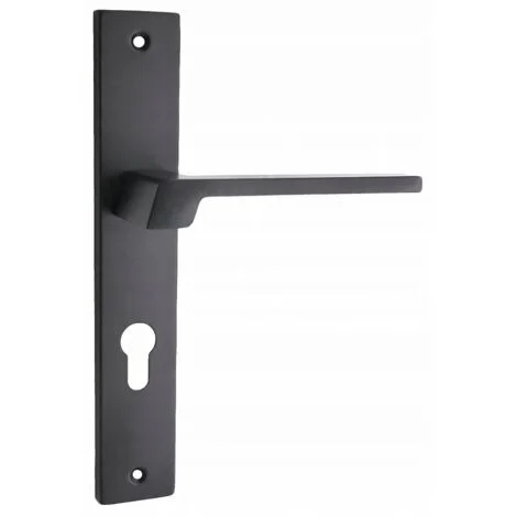 Maniglia per porta Domino CANTORO, nera, placca lunga, inserto da 72 mm