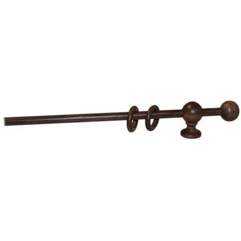 Bastone tenda a strappo legno noce 11 mm lunghezza 80 cm con supporti