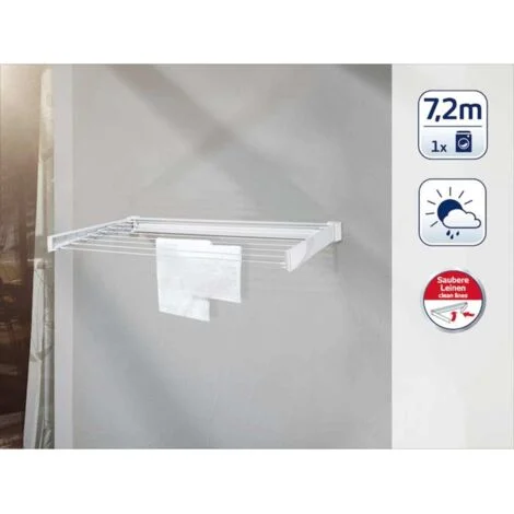 Leifheit 83305 stendino e filo asciugabiancheria Griglia montata a muro Bianco