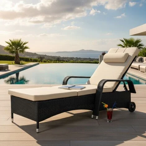 Lettino prendisole Relax Mobili da giardino Sedia Polyrattan