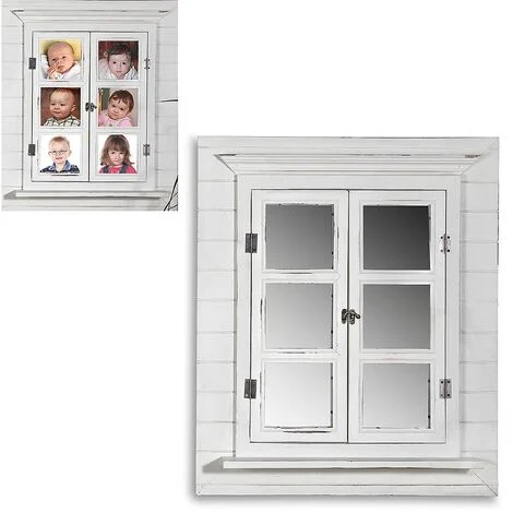 specchio finestra Decor specchio cornice decorazione persiane shabby bianco 64