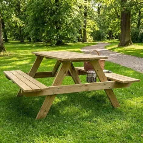 Tavolo Picnic in Legno Sunwood Slim 160x160 cm Spessore 20mm Impregnato Autoclave Classe 4