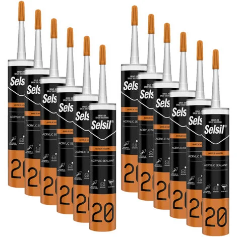 12x Sigillante Multiuso Silicone Acrilico Bianco Verniciabile 310ml , Ottimo Per Supporti Porosi, Muro, Legno, Cartongesso Resistente all'acqua
