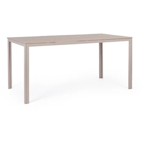 Tavolo in Acciaio con piano in Hdpe con effetto legno 156X78 Tortora