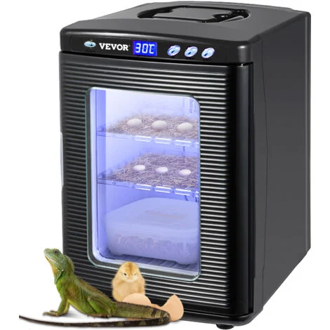 VEVOR Incubatore per Uova per Rettili 25L, Incubatore per Uova per Rettili Neri 5-60 ° C, Espositore per Riscaldamento, Scientifico per Piccoli Rettil, Incubatrice per Uova Automatica