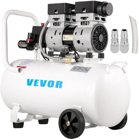 VEVOR Compressore Silenzioso 750W,Compressore deAria Oil-free 50 L, Pressione 8 Bar, Compressore deAria Silenzioso 220V, Compressore Aria Portatile, Rumorosita: 68 dB, per Esigenze di Gonfiaggio