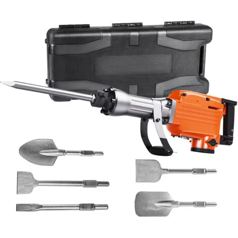 VEVOR Martello Demolitore per Calcestruzzo 2200W 6 Punte a Scalpello per 1400BPM, Kit di Martello Demolitore Elettrico 220V per Lavorazione su Cemento Mattoni Piastrelle Demolizione per Muro 66J 2200W
