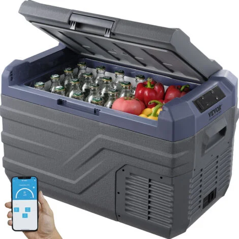 VEVOR Frigorifero per Auto, Frigo per Auto da 12 Volt, Congelatore Portatile a Zona Singola da 30 L con Luce Integrata, -2020 ℃, 12/24V DC e 100-240V AC Compressore per Esterno, Campeggio, Camper