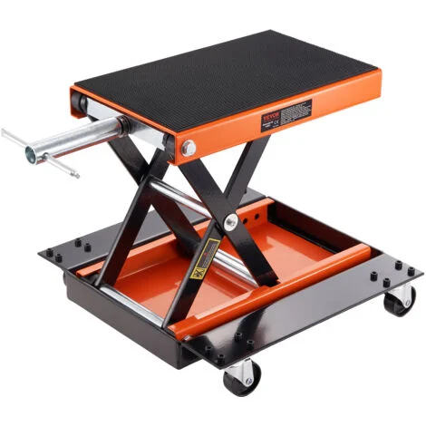 VEVOR Ponte Sollevatore Idraulico a Forbice per Moto da Officina Capacita Max. 500kg Altezza Regolabile 12-39cm, Ponte Sollevatore Alzamoto da Officina Operazione Idraulica Piattaforma 37,1 x 22,8 cm