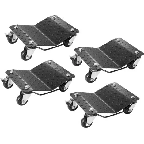 VEVOR Carrello Sposta Auto Moto Sottoruote 4 Pezzi Carico Singolo 700kg Carico Max. Totale 3000 kg, Pedana Carrello Sposta Auto Ausilio di Manovra Posizionatore per Veicoli Ruote Adattabile 0-30,5 cm