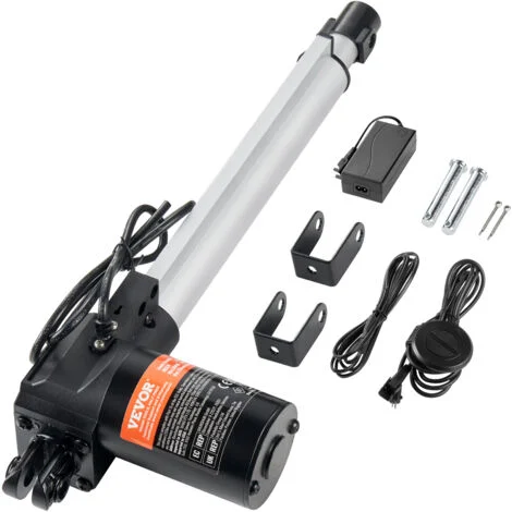 VEVOR Kit attuatore lineare, Attuatore di movimento lineare da 10 pollici ad alta velocita 0,98"/s 24 V, 220 libbre/1000 N TV/tavolo/divano, protezione IP44 - Adattatore di alimentazione incluso