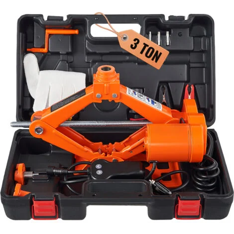 VEVOR Kit di Attrezzi per Martinetto Elettrico a Forbice per Riparazione dellAuto Veicolo Carico Massimo 3 Tonnellate CC 12V 15A, Cassetta di Attrezzi per Martinetto Elettric Forbice Controllo Remoto