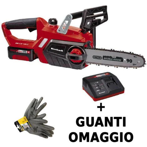 Einhell GE-LC 18/25 Li Kit - Motosega a batteria Power X-Change 18V (con batteria da 3,0 Ah e caricabatterie), velocità di taglio: 4,3 m/s, lunghezza di taglio: 23 cm, catena e lama Oregon, Colore Ros